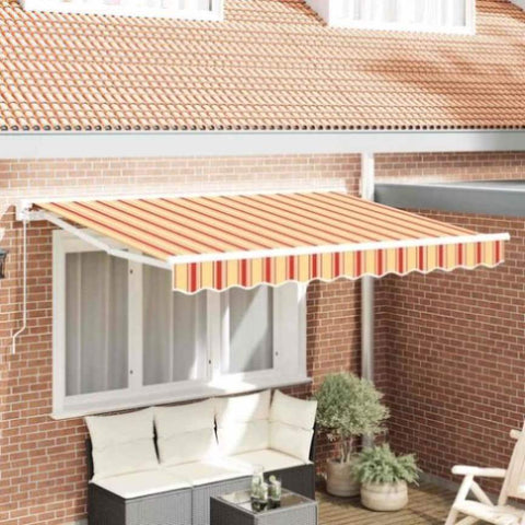 Retractable Awning Manual Multicolour Stripe 350x200 cm Fabric 3329685