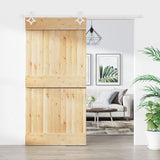 Sliding Door with Hardware Set 100x210 cm Solid Wood Pine 3203184