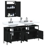 ZNTS 3 Piece Bathroom Furniture Set Black Engineered Wood 3214785
