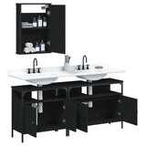 ZNTS 3 Piece Bathroom Furniture Set Black Engineered Wood 3214785