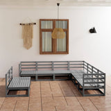 9 Piece Garden Lounge Set Grey Solid Pinewood 3075856