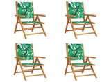 Reclining Garden Chairs 4 pcs Green Fabric and Solid Wood 3214550