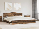 Bed Frame with Headboard Old Wood 200 x 200 cm Solid Pine Wood 3413270