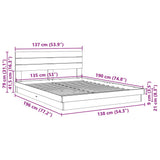 Bed Frame with Headboard without Mattress 135x190 cm Double Solid Wood Oak 3315745