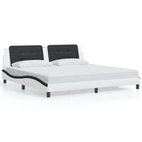 Bed Frame with LED without Mattress "Zadar" White and Black 200x200 cm 3214137