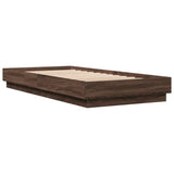 Bed Frame without Mattress with LED Lights Brown Oak 100x200 cm 839510