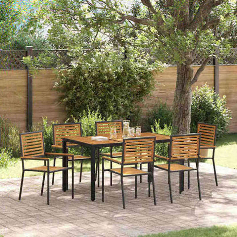 Garden Dining Set 7 pcs Black Poly Rattan 3365440