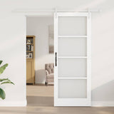 Sliding Door ORKDAL White 83 x 211 cm Solid Pine Wood and Glass 3331916