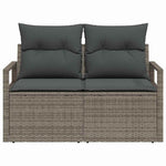 Garden Sofa with Cushion Grey 120 x 62 x 69cm Poly Rattan 42006754