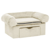 Dog Sofa with Drawer Cream 75x50x38 cm Plush 171082