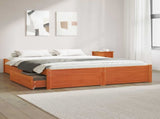 Bed Frame with Drawer Wax Brown 140 x 200 cm Solid Pine Wood 3422759