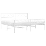 Metal Bed Frame without Mattress with Footboard White 193x203cm 372350