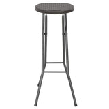 ZNTS Folding Bar Stools 2 pcs HDPE and Steel Brown Rattan Look 44559