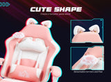 Cat Ear and Paw Reclining Office Chair, with Footrest - Pink/White T3398P344128
