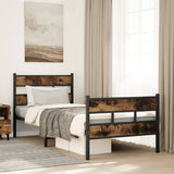 Metal Bed Frame without Mattress Smoked Oak 100x190 cm 4017065
