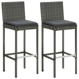 Garden Bar Set Grey PE rattan, powder-coated steel, tempered glass 3095415