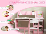 Two-Piece Kids Desk and Chair Set with Storage, for Ages 5-8 Years - Pink T3398P347723