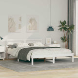 Bed Frame with Headboard White 140 x 200 cm Solid Pine Wood 872819