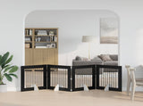 Foldable Dog Gate with Stands 4 pcs Black Oak 321 cm 892079