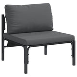 Garden Sofa Set with Cushion 6 pcs Black Steel 3378955