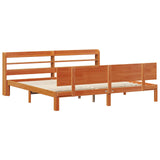 Bed Frame with Headboard 2 pcs Wax Brown Solid Pine Wood 3422719