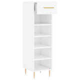 Shoe Cabinet High Gloss White 30x35x105 cm Engineered Wood 829662