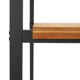 Stackable Garden Chair Set of 2 Natural wood and black metal 362014
