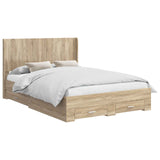 Bed Frame with Storage and Headboard Sonoma Oak Engineered Wood 3414119