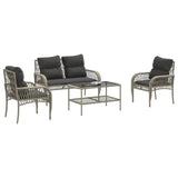 4 Piece Garden Sofa Set with Cushions Light Grey Poly Rattan 368732