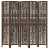 Room Divider 5 Panels Dark Brown Solid Wood Paulownia 358662