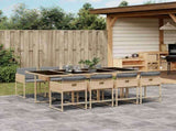9 Piece Garden Dining Set with Cushions Mix Beige Poly Rattan 3211284