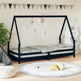 Kids Bed Frame Black 80x200 cm Solid Wood Pine 834482