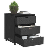 Garden Storage Cabinet Black 55x59x69 cm Poly Rattan 365555