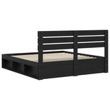 Bed Frame with Headboard Black 200 x 200 cm Solid Pine Wood 3411376