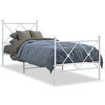 Metal Bed Frame without Mattress with Footboard White 75x190cm 376559