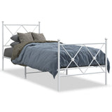 Metal Bed Frame without Mattress with Footboard White 75x190cm 376559