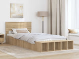 Bed Frame with Shelf Sonoma Oak 75 x 190 cm Engineered Wood 3408419