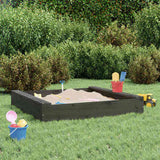 Sandbox with Seats Grey Square Solid Wood Pine 825032