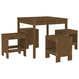 5 Piece Garden Dining Set Honey Brown Solid Wood Pine 3157712