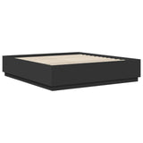 Bed Frame with Headboard Black 200 x 200 cm Engineered Wood 3408132