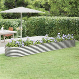 Garden Raised Bed Galvanised Steel 368x80x36 cm Silver 318932