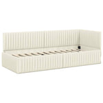 Corner Bed Frame with Headboard Cream 80 x 200 cm Velvet 42016253