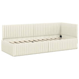Corner Bed Frame with Headboard Cream 80 x 200 cm Velvet 42016253