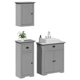 ZNTS 3 Piece Bathroom Furniture Set BODO Grey Solid Wood Pine 3307649
