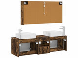 Bathroom Cabinet Set 4 pcs Smoked Oak Engineered Wood 3406387