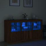 Sideboard with LED Lights Brown Oak 123x37x67 cm 3209064