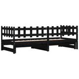 Pull-out Day Bed without Mattress Black 2x cm Solid Wood 840393