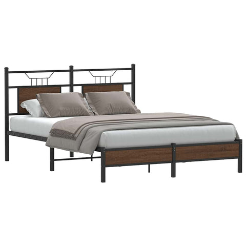 Bed Frame without Mattress Brown Oak 150x200 cm King Size Engineered Wood 4107000