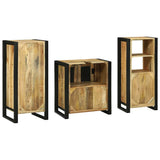 Bathroom Furniture Set with Shelf 3 pcs Brown Solid Mango Wood 3305630