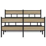 Metal Bed Frame without Mattress Sonoma Oak 135x190 cm Double 4017119